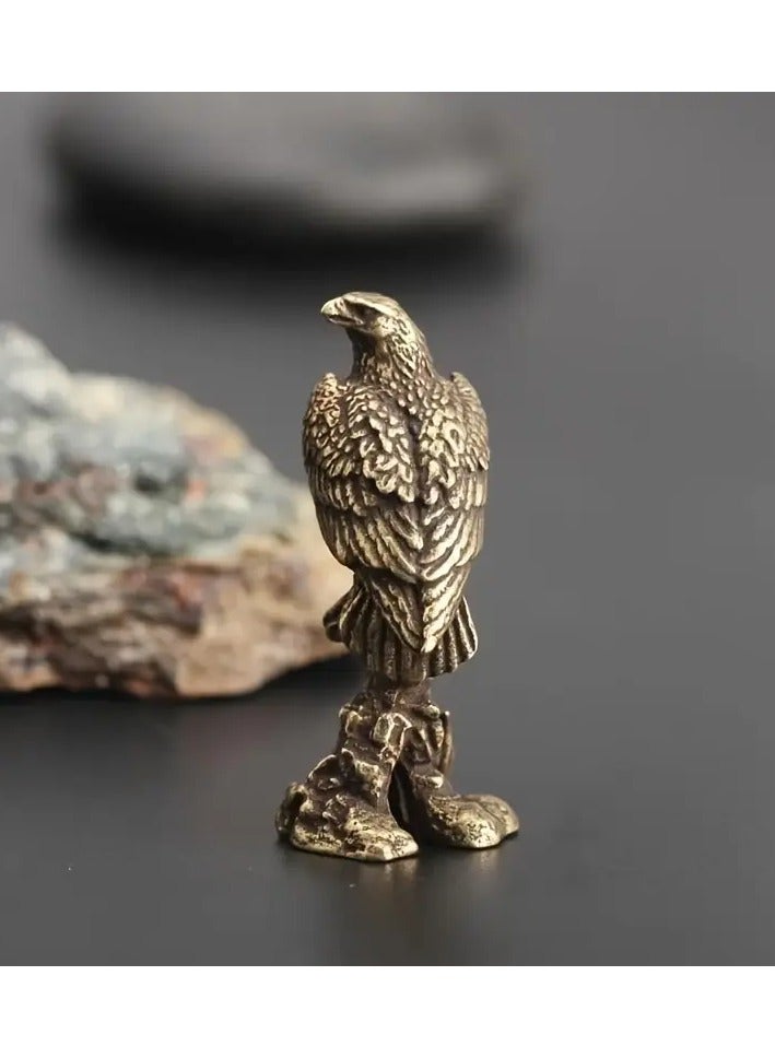 تمثال نسر برونزي معاصر مصنوع يدويًا – تمثال طائر مصغر لتزيين الطاولات، الغرف ولوحة قيادة السيارة - Image 5