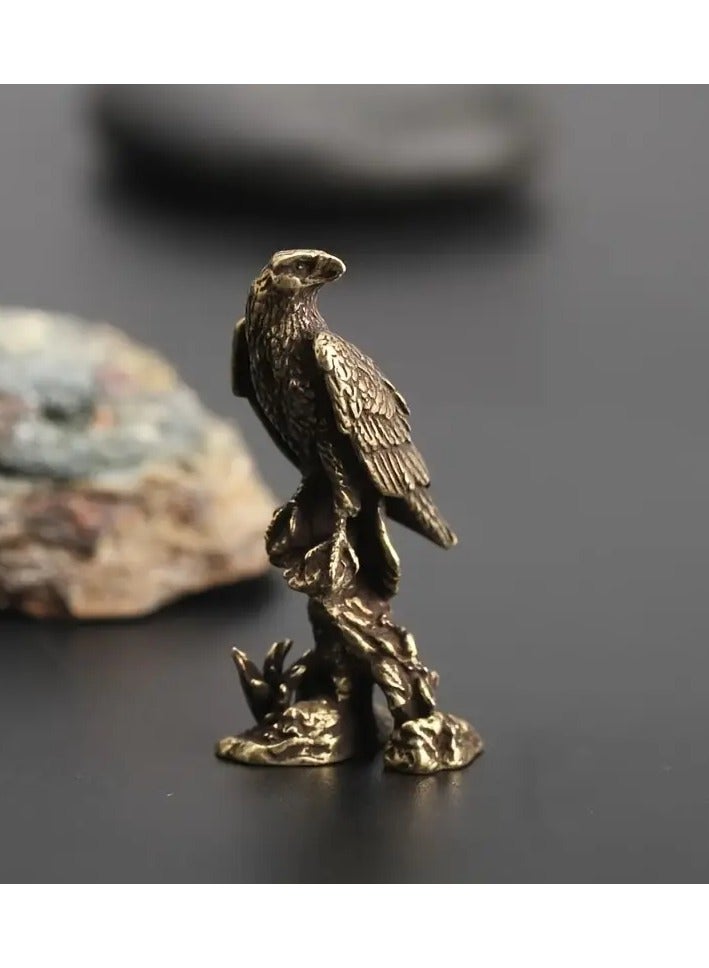 تمثال نسر برونزي معاصر مصنوع يدويًا – تمثال طائر مصغر لتزيين الطاولات، الغرف ولوحة قيادة السيارة - Image 4