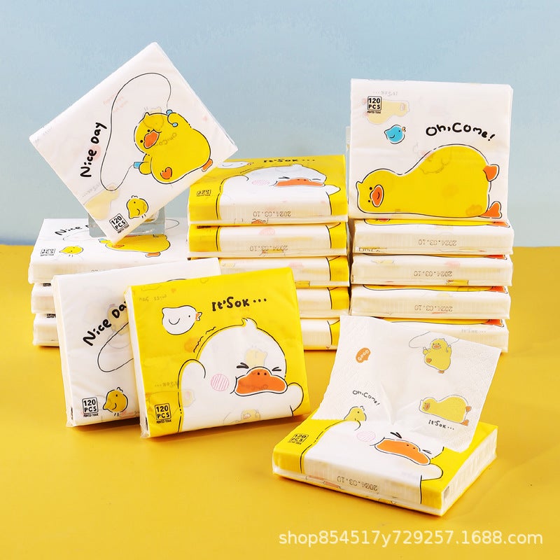 30 Pack Portable Printed Paper Towels Raw Wood Pulp Wet Water Drawable Paper Students Children Flexible Cartoon Artistic Facial Tissue - Image 1