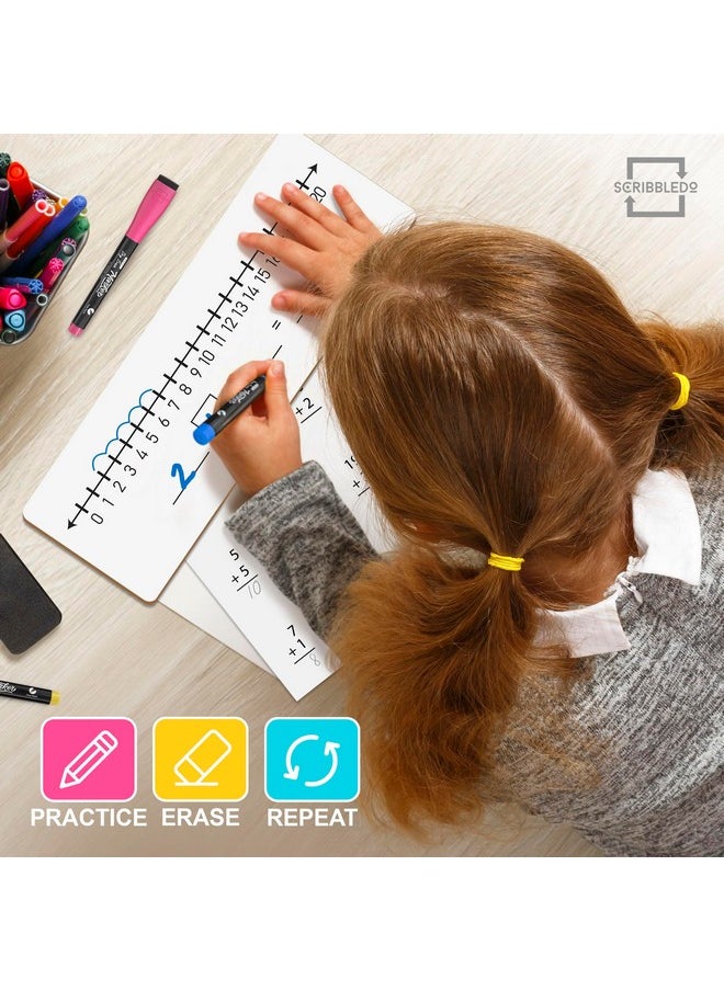 Scribbledo SCRIBBLEDO 10 Pack Dry Erase Number Line White Boards 4x12 Inch Lapboard Double Sided Whiteboard Numbers 1 Thru 10 and 20 I Math White Board for Kids Students Classroom Addition Subtraction Division  - Image 5