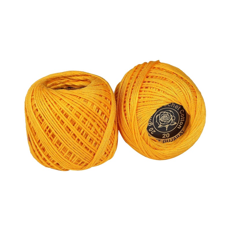 CORIOX Crochet Thread Set Of 10 Ball Crochet Cotton Thread Yarn For Knitting And Craft Making. Size 20 Gm 55 To 60 Mtr Approx (Golden Yellow) - 230 Gm - Image 3