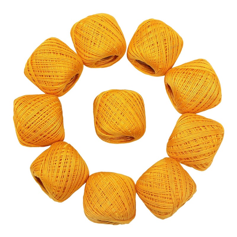 CORIOX Crochet Thread Set Of 10 Ball Crochet Cotton Thread Yarn For Knitting And Craft Making. Size 20 Gm 55 To 60 Mtr Approx (Golden Yellow) - 230 Gm - Image 2
