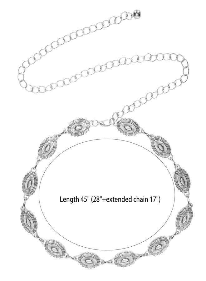 إيوهاك حزام إيوهاك الغربي المعدني للنساء، حزام فضي بسلسلة رعاة البقر، حزام خصر بوهيمي قابل للتعديل - Image 2