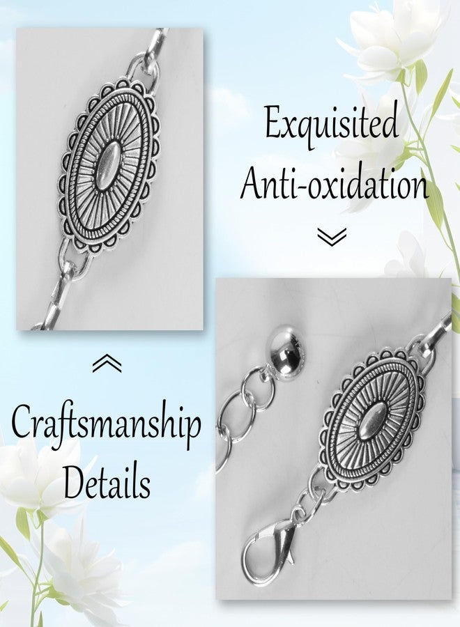 إيوهاك حزام إيوهاك الغربي المعدني للنساء، حزام فضي بسلسلة رعاة البقر، حزام خصر بوهيمي قابل للتعديل - Image 4