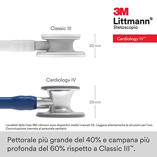 Littmann 3M Littmann Cardiology IV Diagnostic Stethoscope, Standard-Finish Chestpiece, Navy Blue Tube, Stainless Stem and Headset, 27 inch, 6154 - Image 4