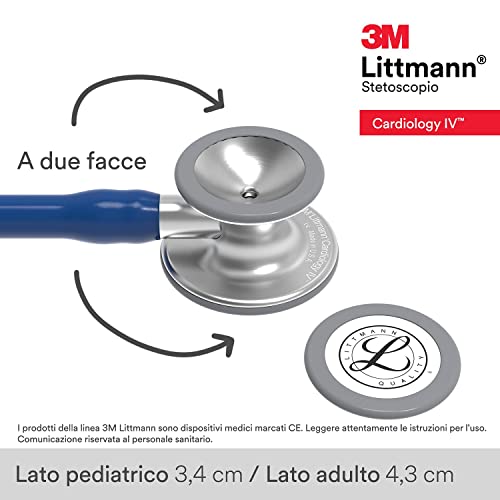 Littmann 3M Littmann Cardiology IV Diagnostic Stethoscope, Standard-Finish Chestpiece, Navy Blue Tube, Stainless Stem and Headset, 27 inch, 6154 - Image 3