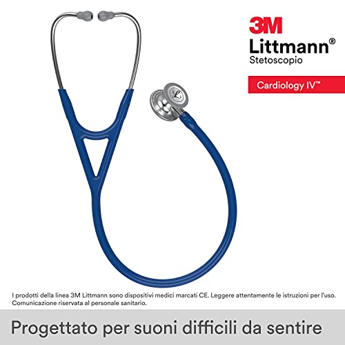 Littmann 3M Littmann Cardiology IV Diagnostic Stethoscope, Standard-Finish Chestpiece, Navy Blue Tube, Stainless Stem and Headset, 27 inch, 6154 - Image 2