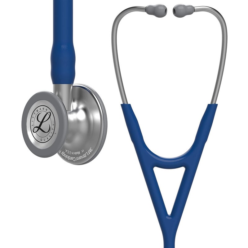 Littmann 3M Littmann Cardiology IV Diagnostic Stethoscope, Standard-Finish Chestpiece, Navy Blue Tube, Stainless Stem and Headset, 27 inch, 6154 - Image 5