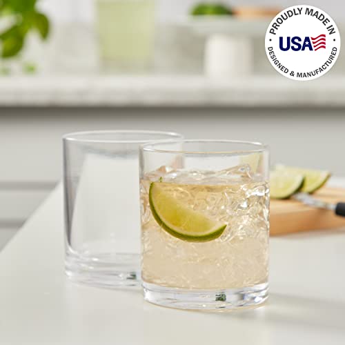 US Acrylic Classic Clear Plastic Reusable Drinking Glasses (Set of 6) 12oz Rocks Cups | BPA-Free Tumblers, Made in USA | Top-Rack Dishwasher Safe - Image 2