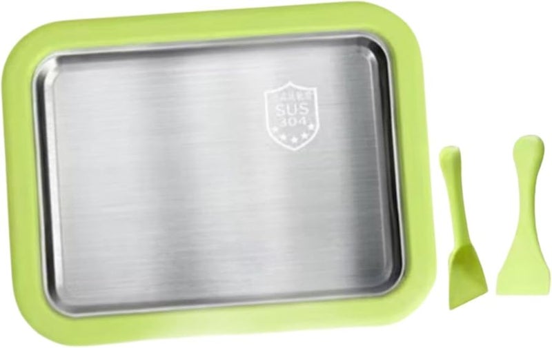 آلة صنع الآيس كريم المدلفن الأخضر مع لوحة تبريد فورية وملعقتين لصنع الجيلاتو والزبادي في المنزل - Image 2