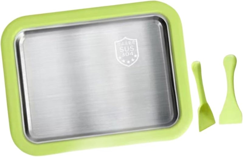 آلة صنع الآيس كريم المدلفن الأخضر مع لوحة تبريد فورية وملعقتين لصنع الجيلاتو والزبادي في المنزل - Image 4