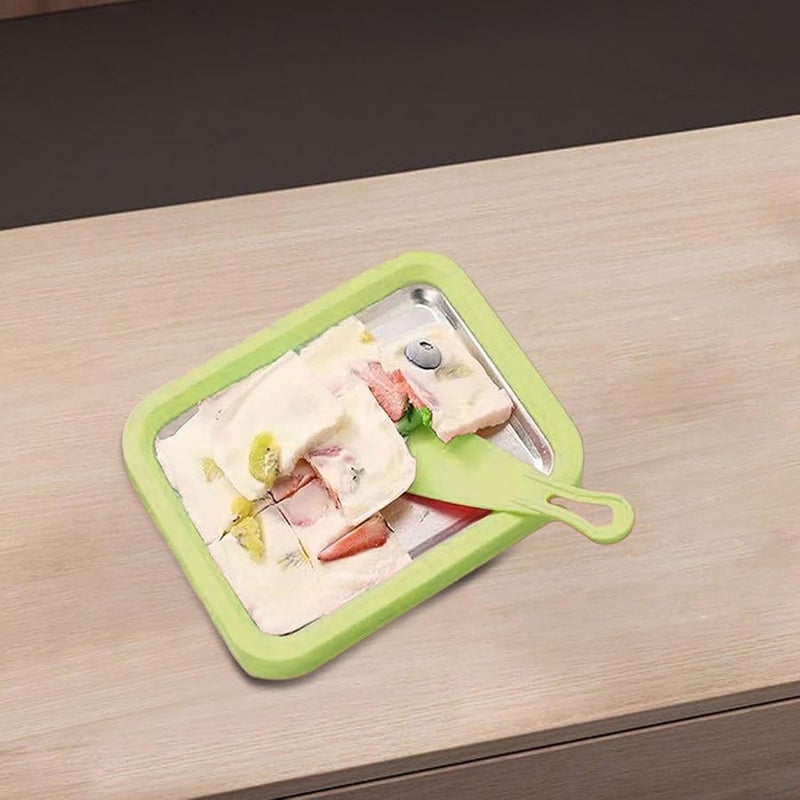 آلة صنع الآيس كريم المدلفن الأخضر مع لوحة تبريد فورية وملعقتين لصنع الجيلاتو والزبادي في المنزل - Image 5