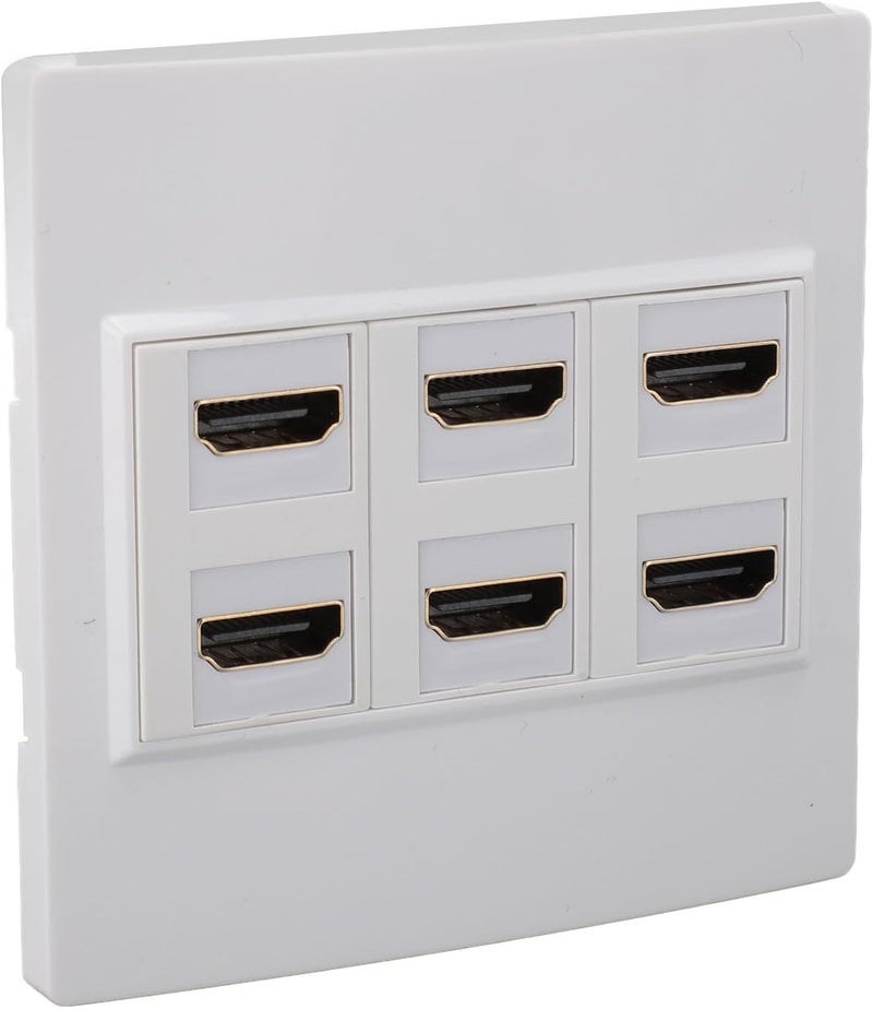 Media Outlet Wall Plate, 3840X2160 18Gbps 6 Port Keystone Wall Plate, High Definition Multimedia Interface Wall Plate for Home - Image 1