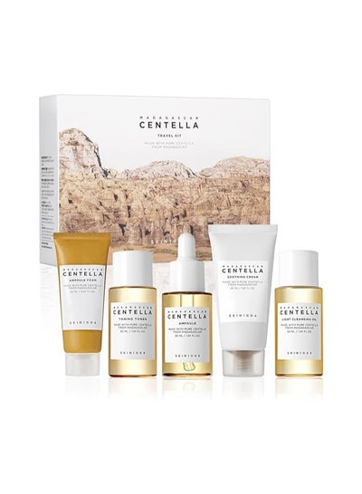 SKIN1004 Madagascar Centella Travel Kit, Basic Skincare Box, Compact Size, Soothing Calming Yellow/White