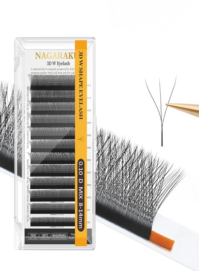 NAGARAKU W Eyelash Extension 3D Volume Cluster Premade Fan 0.10mm D curl 8-14mm MIX from BELLE GAGA Matte Black Cluster Easy Fanning yy Eye Lashes - Image 1