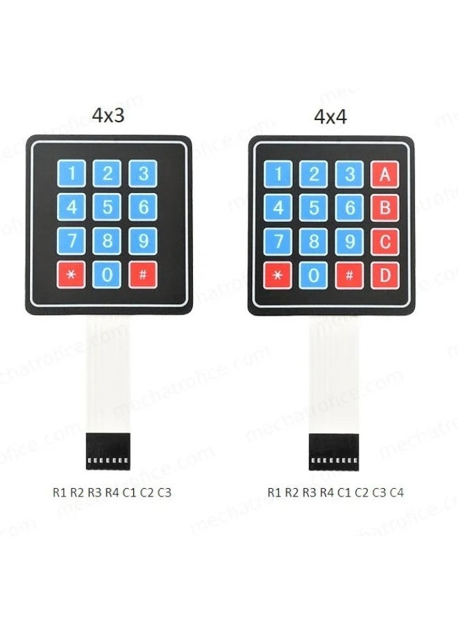 لوحة مفاتيح غشائية بمصفوفة 4×3 – لوحة مفاتيح مرنة بـ12 مفتاح لمشاريع أردوينو، راسبيري باي، والإلكترونيات DIY