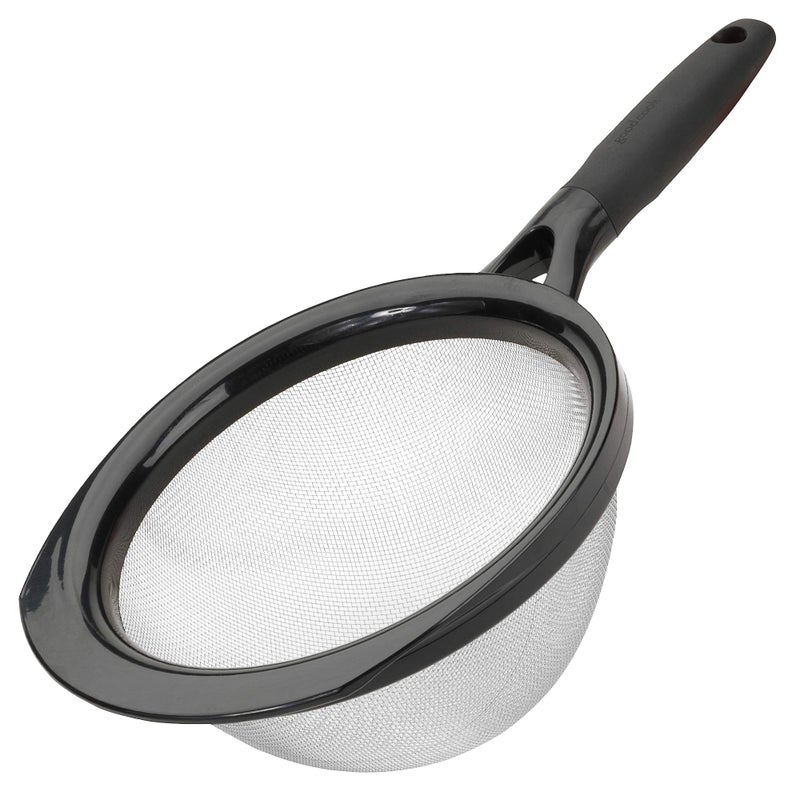 GoodCook Touch 8In Stainless Steel Wire Mesh Strainer with Nonslip Grip Handle Black - Image 2
