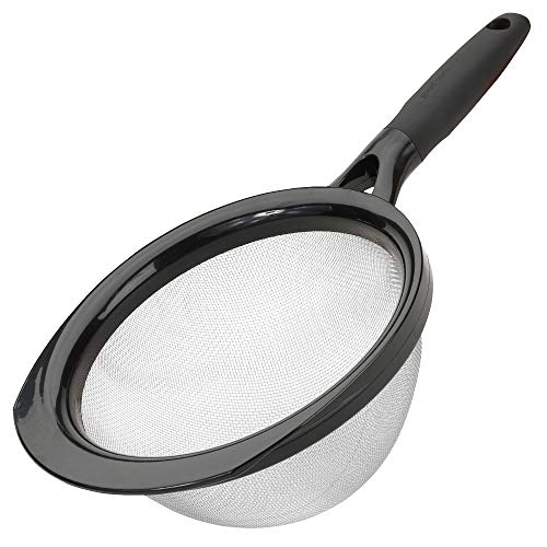 GoodCook Touch 8In Stainless Steel Wire Mesh Strainer with Nonslip Grip Handle Black - Image 1