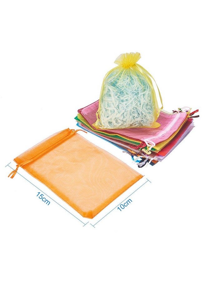 بي إتش باندا هول PH PandaHall 200 قطعة من أكياس الأورجانزا مقاس 4 × 6 بوصة 20 كيس هدايا شفاف ملون مع رباط وأكياس مجوهرات من الأورجانزا وأكياس شيفون وأكياس حلوى وأكياس هدايا لحفلات الزفاف وأعياد الميلاد والمهرجانات - Image 2