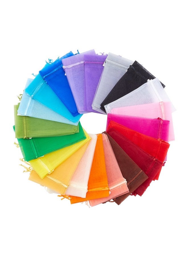 بي إتش باندا هول PH PandaHall 200 قطعة من أكياس الأورجانزا مقاس 4 × 6 بوصة 20 كيس هدايا شفاف ملون مع رباط وأكياس مجوهرات من الأورجانزا وأكياس شيفون وأكياس حلوى وأكياس هدايا لحفلات الزفاف وأعياد الميلاد والمهرجانات - Image 1