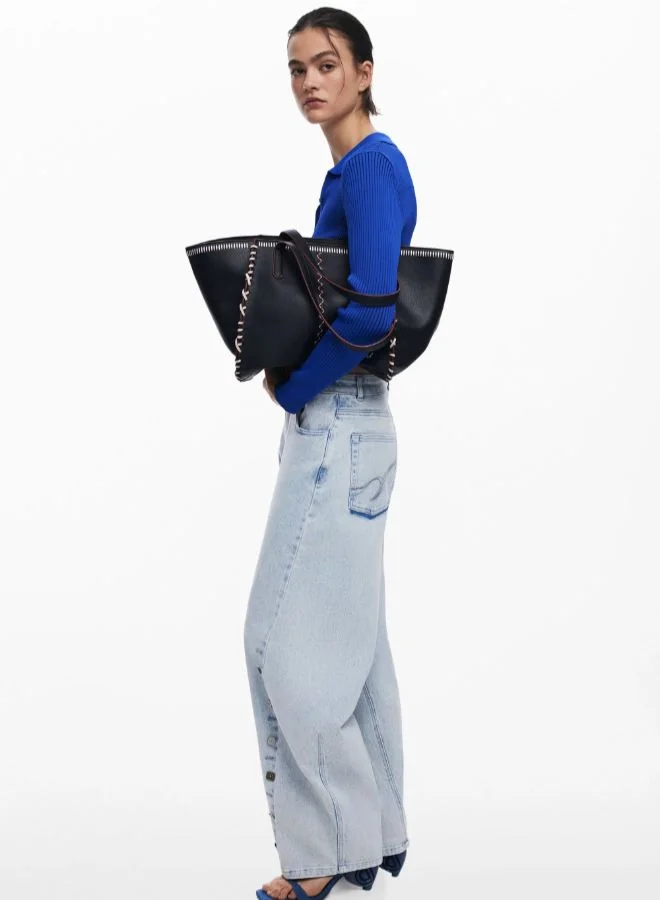 DESIGUAL Large Shopper Bag With Stitching