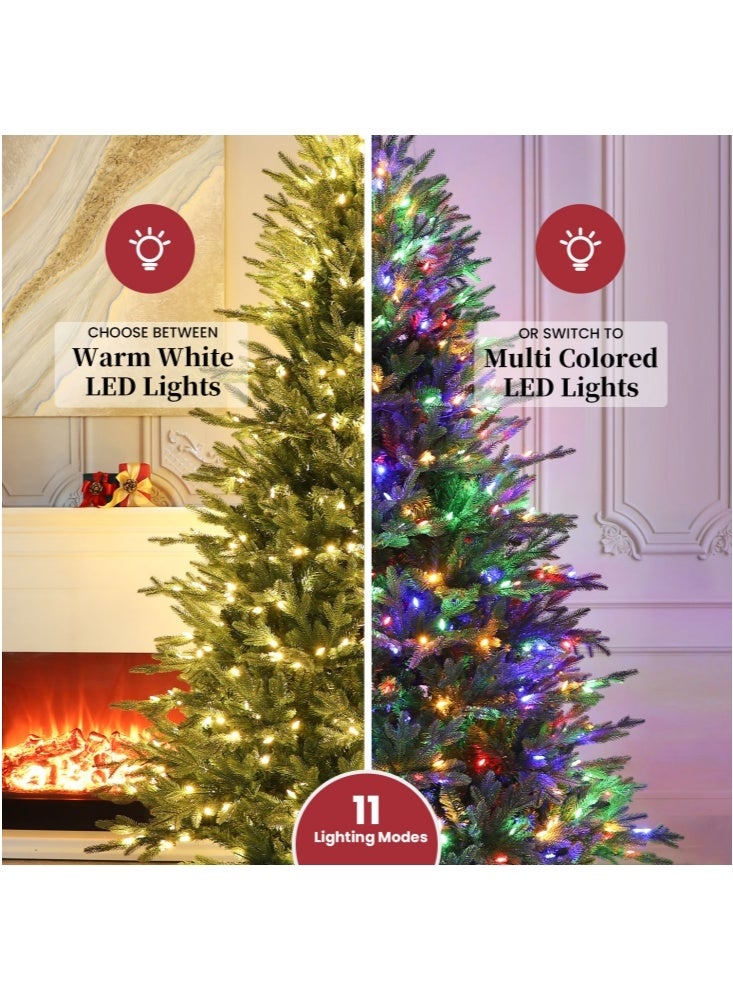 جيجيرو شجرة عيد الميلاد بطول 3.9 قدم مع أضواء، شجرة عيد الميلاد الاصطناعية مع 150 مصباح LED و321 طرف فرع، باللون الأبيض الدافئ ومتعدد الألوان، سهلة التركيب، أشجار عيد الميلاد المفصلية المضاءة مسبقًا بقاعدة معدنية - Image 2