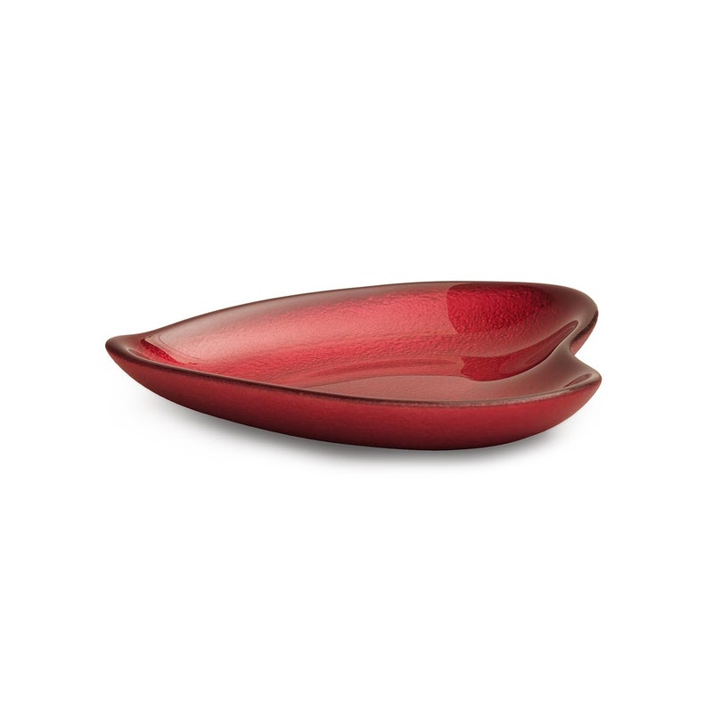 PURE HOME + LIVING PURE HOME + LIVING Red Textured Glass Platter - Small Uses for Serving Dry Fruits, Fruits, Snacks, Sweets, Chocolates for Home Decoration - Image 4