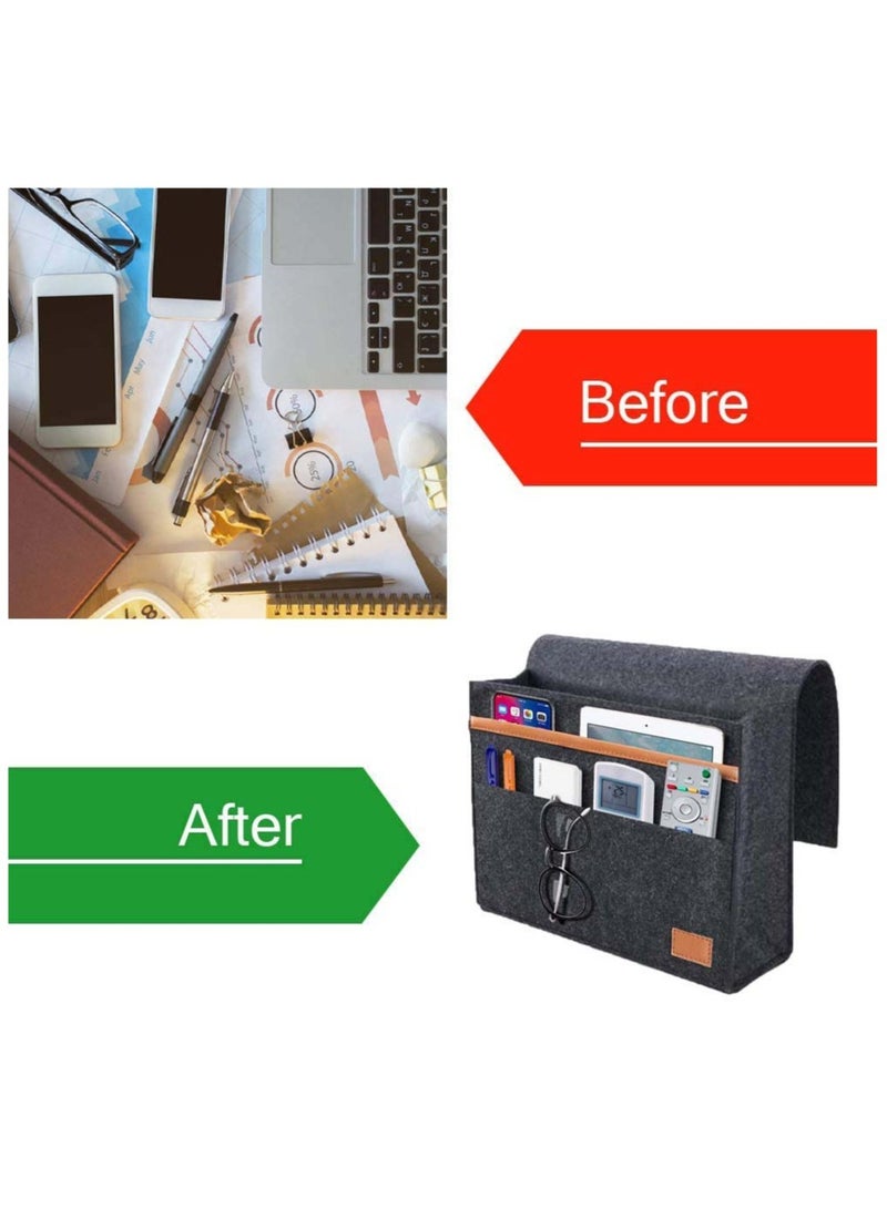 Zikra Bedside Organiser Pocket Slip Resistant Bed Pocket orgainser Felt Hanging Storage Organizer for Bed Rails Sofa Bunk Bed Felt Bedside Storage Caddy for Books Glasses Phone Tablet Remote - Image 4