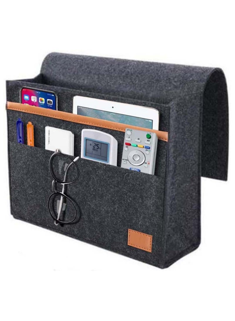 Zikra Bedside Organiser Pocket Slip Resistant Bed Pocket orgainser Felt Hanging Storage Organizer for Bed Rails Sofa Bunk Bed Felt Bedside Storage Caddy for Books Glasses Phone Tablet Remote - Image 1