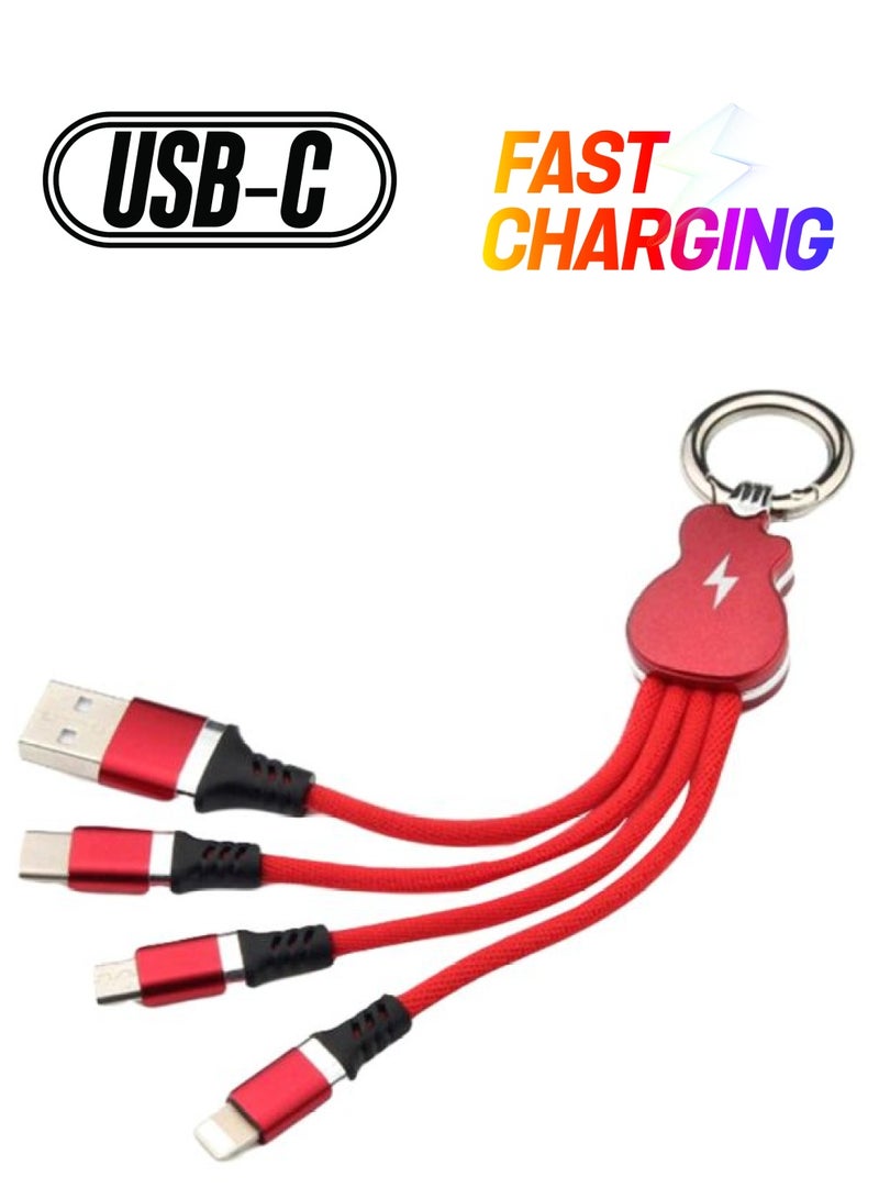 3-In-1 Data Sync And Charging Cable Red/Black/Silver - Image 1