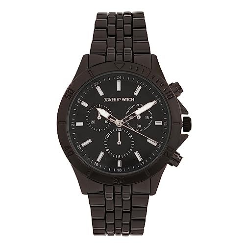 Joker & Witch Stainless Steel Viola And Will Couple Analogue Watches, Brown Dial, Black Band - Image 4