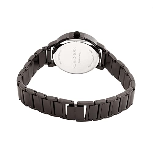 Joker & Witch Stainless Steel Viola And Will Couple Analogue Watches, Brown Dial, Black Band - Image 3