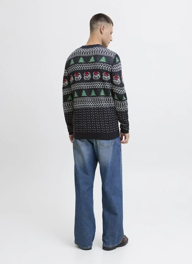 JACK & JONES Christmas Knit Neck Long Sleeve Sweater