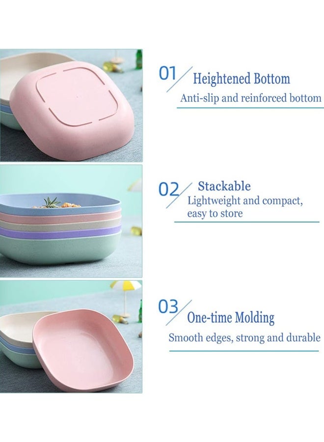 طقم أطباق عشاء مكون من 10 قطع، خفيف الوزن وغير قابل للكسر، قابل لإعادة الاستخدام، مناسب لأطباق الفاكهة والأطباق الجانبية وأطباق التخزين المنزلية (مربع) - Image 3