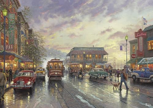 Buffalo Games Gold Thomas Kinkade City by The Bay Sunset on Fishermans Wharf 500 Piece Jigsaw Puzzle for Adults Challenging Puzzle Perfect for Game Nights - Image 1