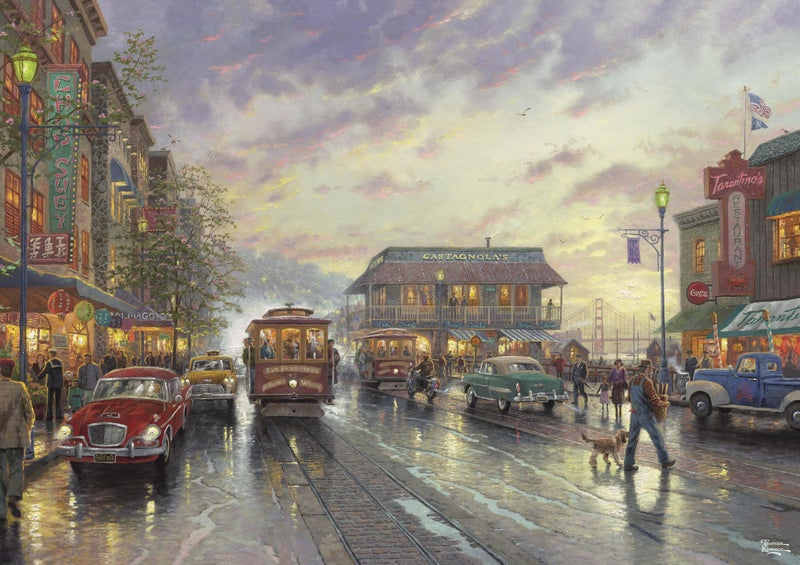 Buffalo Games Gold Thomas Kinkade City by The Bay Sunset on Fishermans Wharf 500 Piece Jigsaw Puzzle for Adults Challenging Puzzle Perfect for Game Nights - Image 3