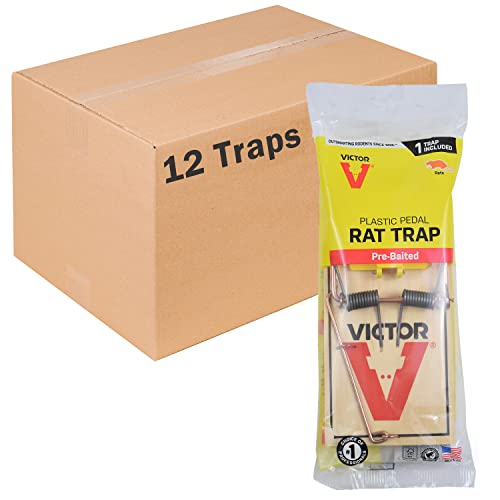 Victor M205 Wide Pedal Humane Snap Rat Traps Indoor for Home, Plastic Pedal, Sustainably Sourced FSC Wood - 12 Wooden Traps - Image 1