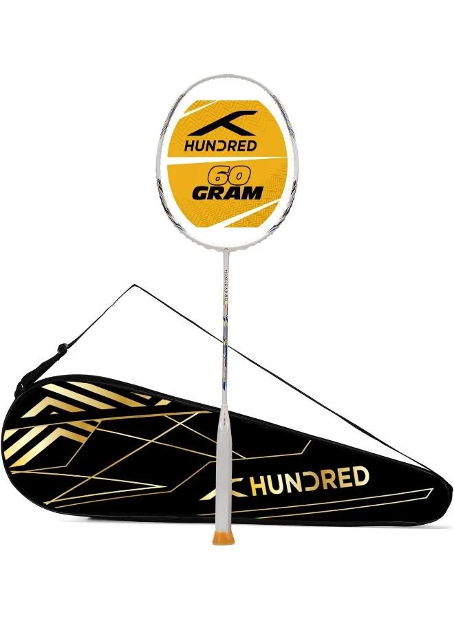 هندرد مضرب تنس الريشة من ألياف الكربون نيوكلير  غير مشدود مع غطاء كامل للاعبين المتوسطين