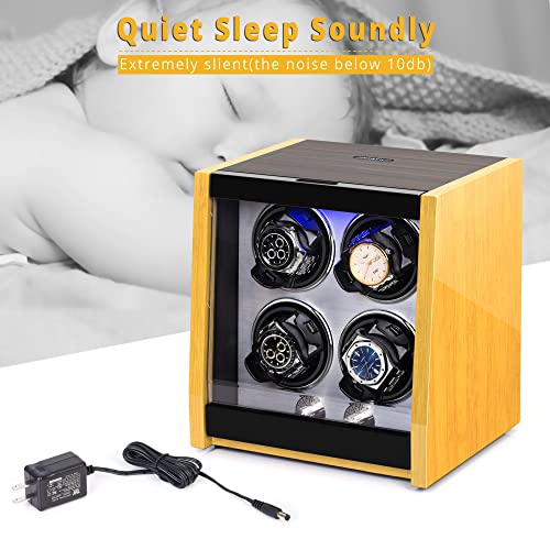 JINS&VICO Watch Winder for Automatic Watch, Bamboo Pattern High Gloss Finish,4 Mode Setting, AC Adapter Charge - Image 4