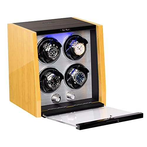 JINS&VICO Watch Winder for Automatic Watch, Bamboo Pattern High Gloss Finish,4 Mode Setting, AC Adapter Charge - Image 2