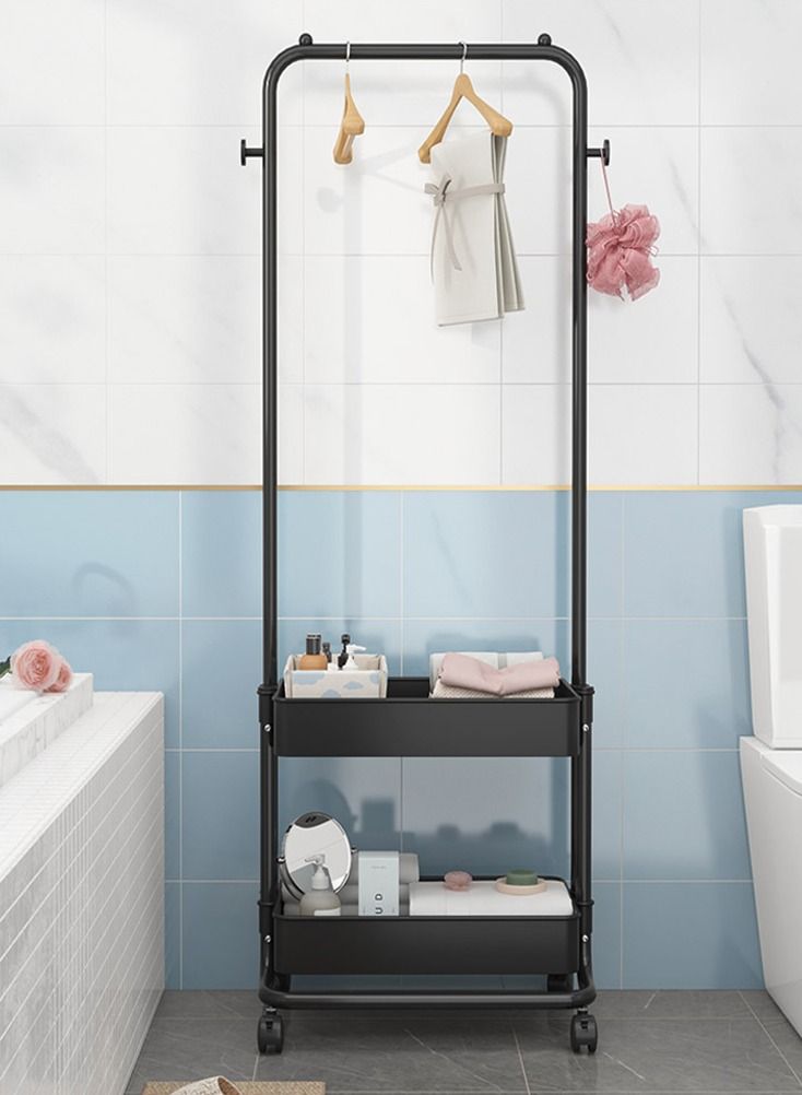 Trolley Clothes Rack Simple Design Hanging Clothes Shelf Removable Storage Coat Rack Bedroom Coat Rack  - Image 4