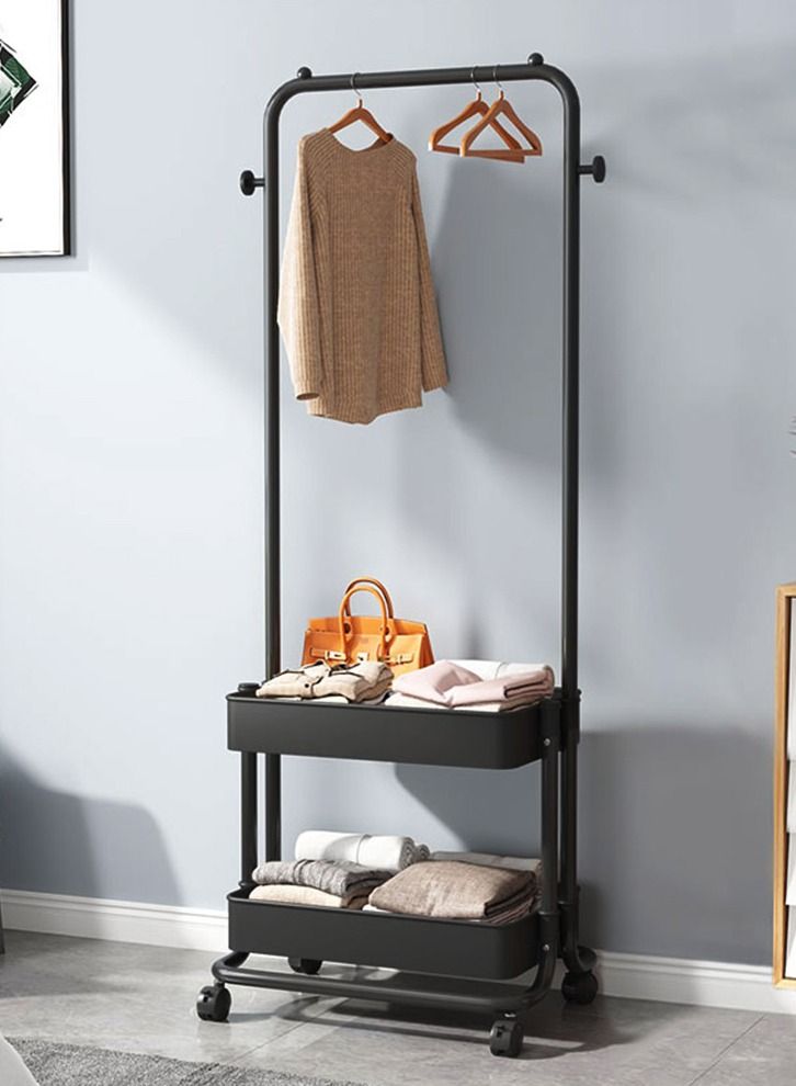 Trolley Clothes Rack Simple Design Hanging Clothes Shelf Removable Storage Coat Rack Bedroom Coat Rack  - Image 1