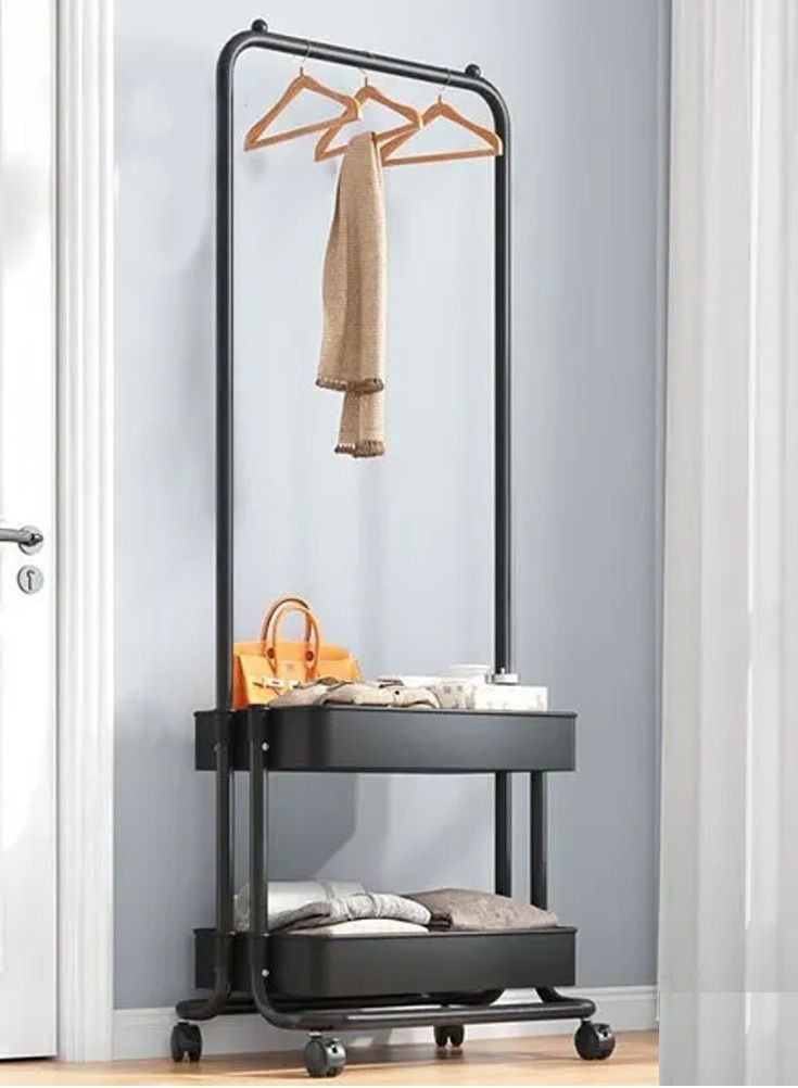 Trolley Clothes Rack Simple Design Hanging Clothes Shelf Removable Storage Coat Rack Bedroom Coat Rack  - Image 2