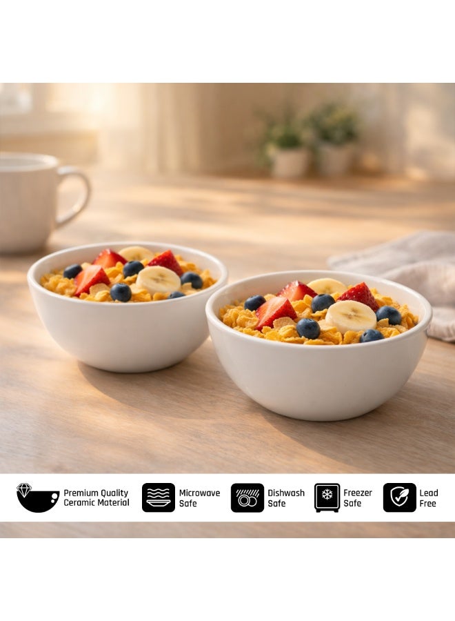 Luminarc 2Pcs White Ceramic Bowl  – 9.5cm Small Serving Bowls, Durable Microwave & Dishwasher Safe Soup Dessert Snack Bowls - Image 4