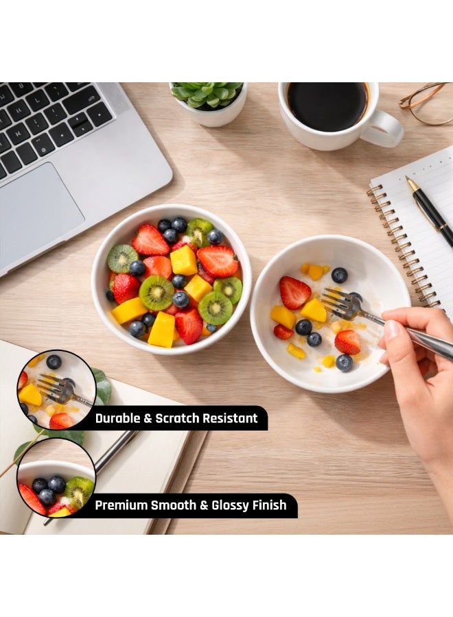 Luminarc 2Pcs White Ceramic Bowl  – 9.5cm Small Serving Bowls, Durable Microwave & Dishwasher Safe Soup Dessert Snack Bowls - Image 5