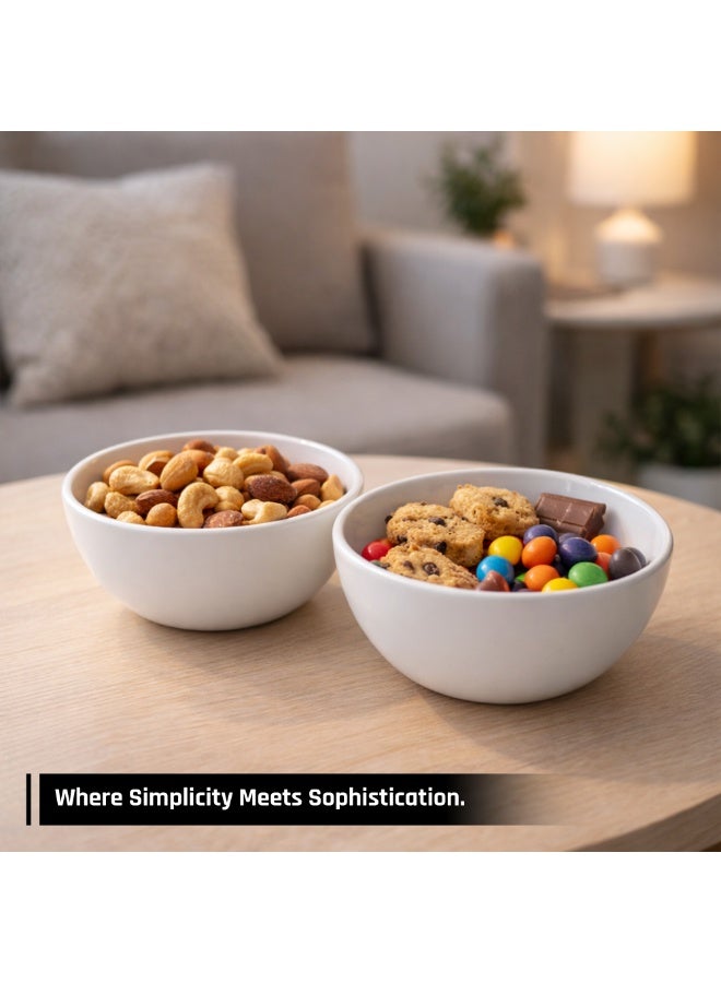 Luminarc 2Pcs White Ceramic Bowl  – 9.5cm Small Serving Bowls, Durable Microwave & Dishwasher Safe Soup Dessert Snack Bowls - Image 3