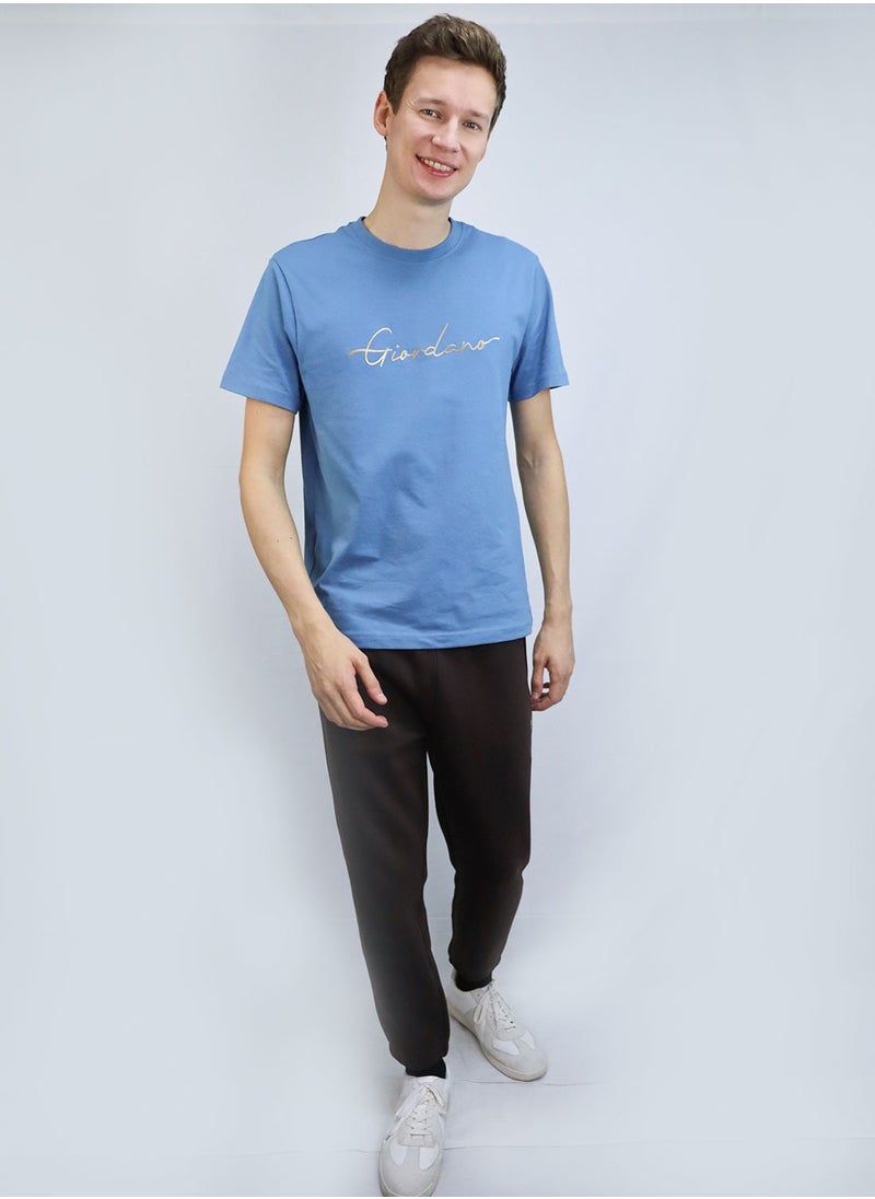 GIORDANO - Men's print tee Blue - Image 1