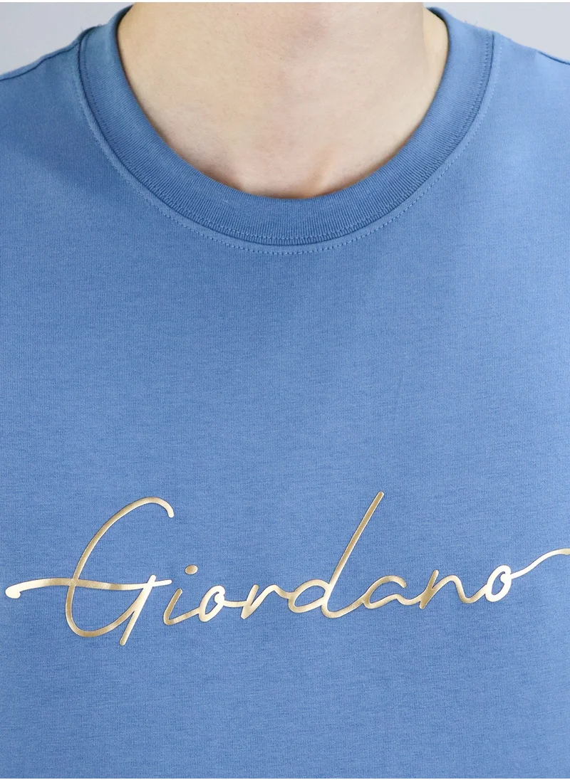 GIORDANO Men's print tee Blue