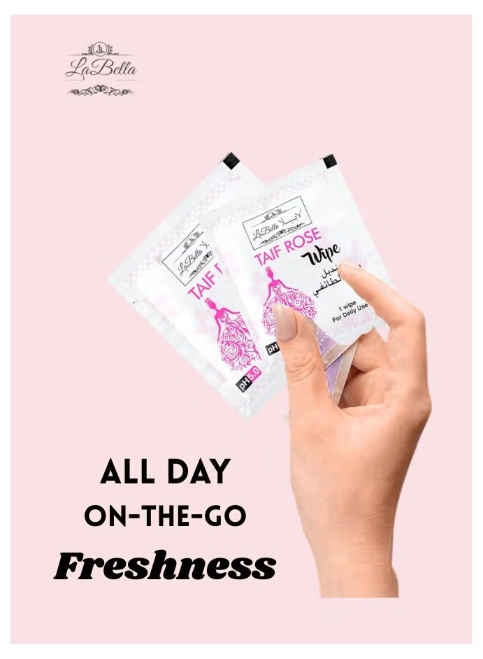 La Bella Taif Rose Feminine Wipes – 12 Single Pack | Gentle & Refreshing Intimate Care | On-the-Go Freshness - Image 4