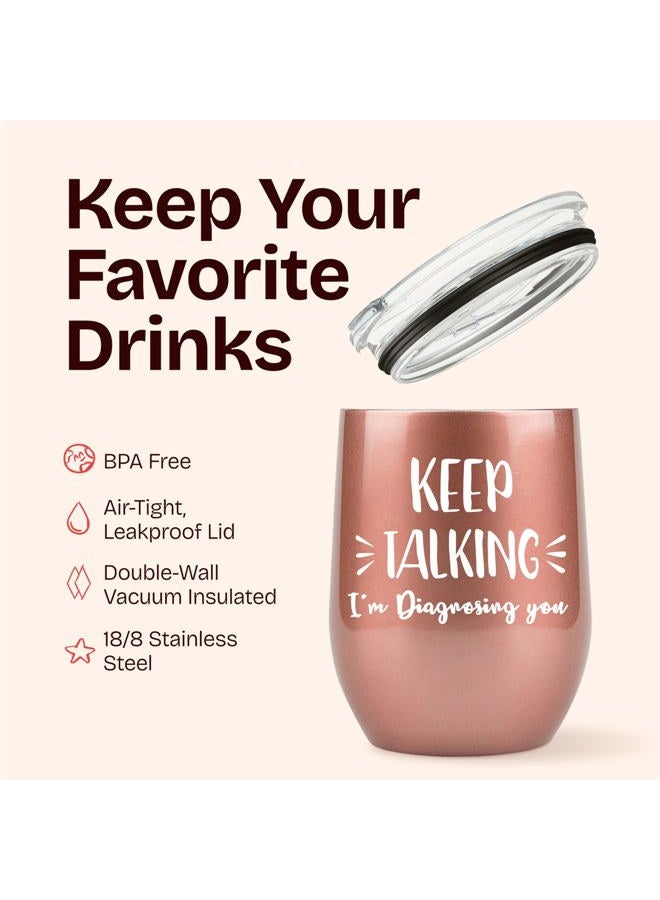 KLUBI Psychology Gifts - Keep Talking I'm Diagnosing You Wine Tumbler 12 Ounce SLP Gifts for Therapist Counselors Speech Pathologist Mental Health Gift for Women - Image 5